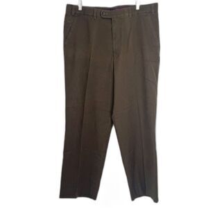 Hiltl Brown Cotton Casual Flat Front Twill Trouser Dress Pants Mens Size 38/30